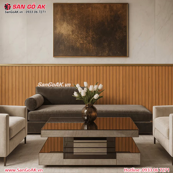 Tấm ốp nhựa lam 5 sóng thấp FX237 vân gỗ vàng đậm